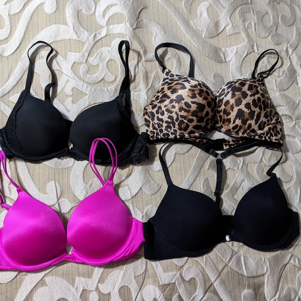 Victoria Secret, Pink and Calvin Klein Total 4 - Bombshell & Push Ups Size 34 B